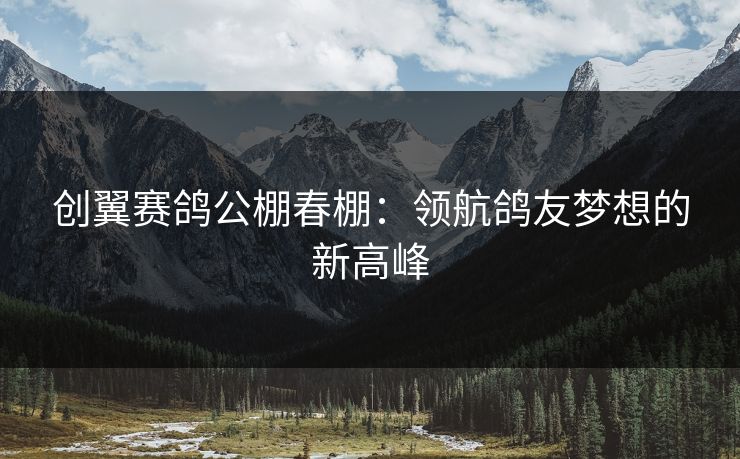创翼赛鸽公棚春棚：领航鸽友梦想的新高峰