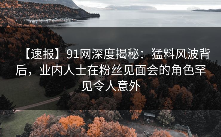 【速报】91网深度揭秘：猛料风波背后，业内人士在粉丝见面会的角色罕见令人意外