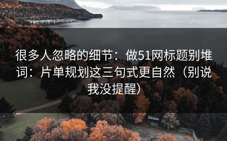 很多人忽略的细节：做51网标题别堆词：片单规划这三句式更自然（别说我没提醒）