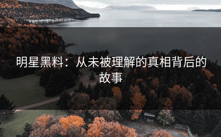 明星黑料:从未被理解的真相背后的故事 明星黑料:从未被理解的真相背后的故事